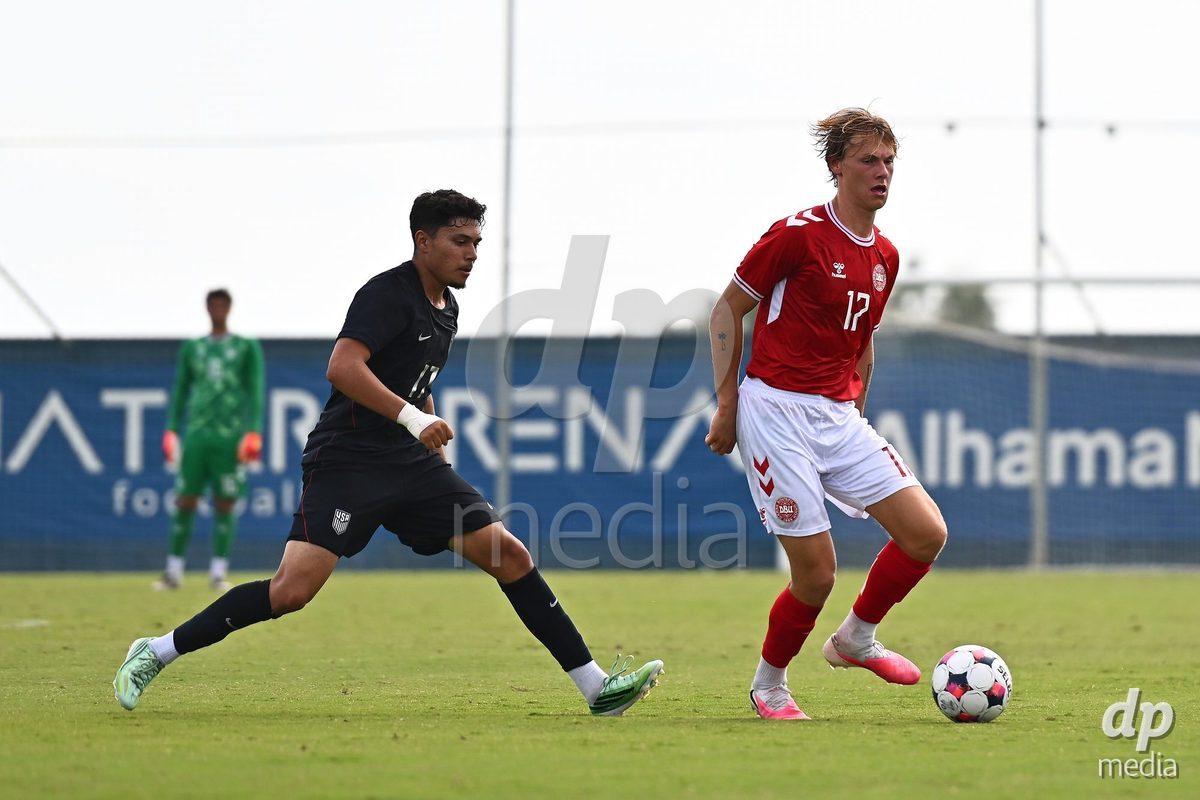 SAN PEDRO DEL PINATAR, SPAIN - OCTOBER 4: Viktor Bender of Denmark during the International Friendly match between Denmark U20 and USA U20 at Pinatar Arena on October 4, 2026 in San Pedro del Pinatar, Spain.