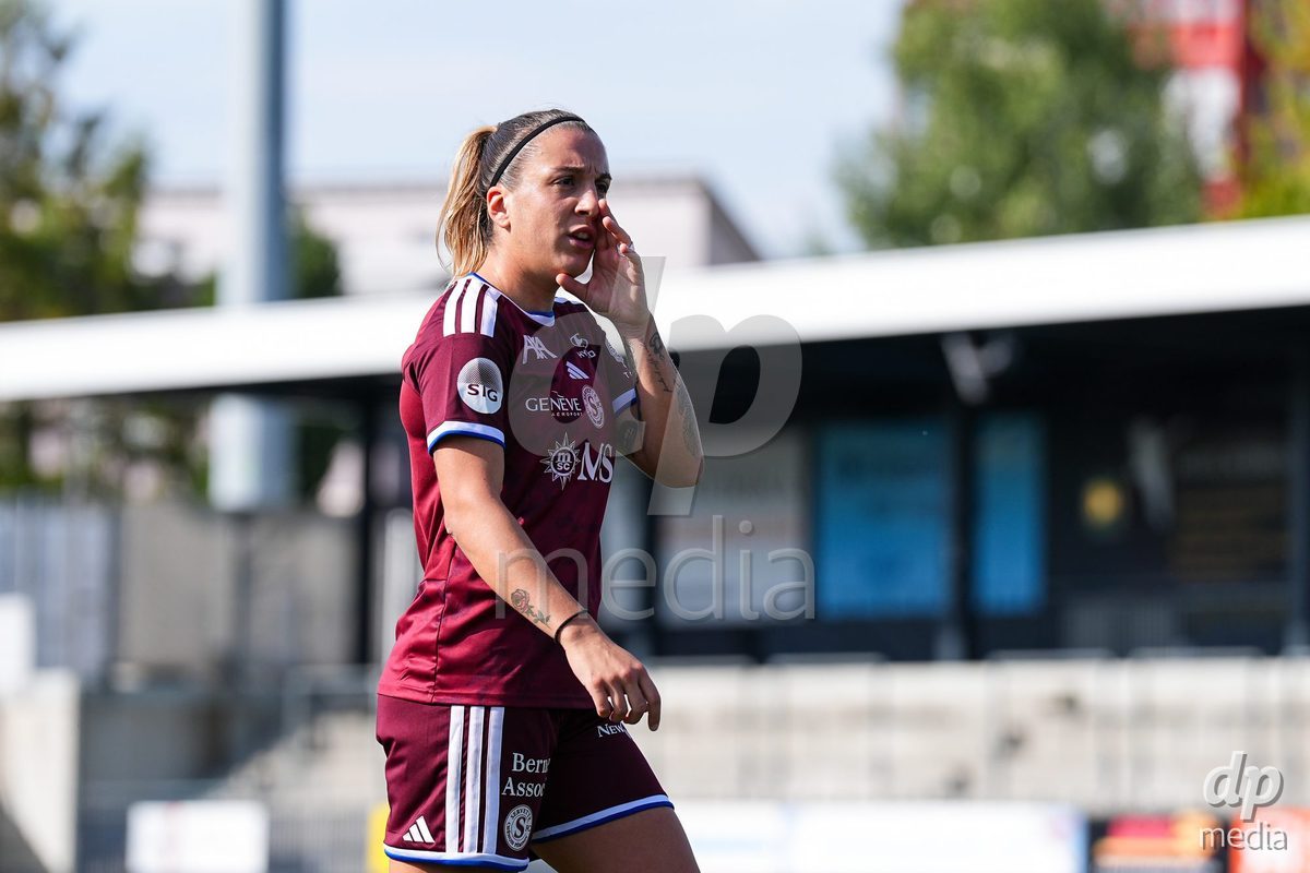 WIL, SWITZERLAND - OCTOBER 4: Gloria Marinelli of Servette FC Chenois Feminin reacts during the AXA Women's Super League match between FC St. Gallen 1879 and Servette FC Chenois Feminin at Lidl Sportpark on October 4, 2026 in Wil, Switzerland.