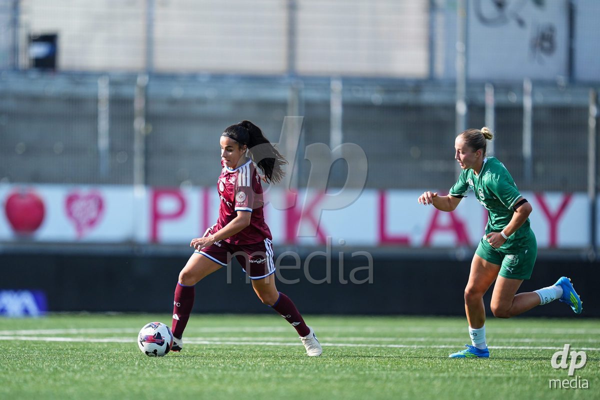WIL, SWITZERLAND - OCTOBER 4: Paola Hernandez Diaz of Servette FC Chenois Feminin (L) goes forward during the AXA Women's Super League match between FC St. Gallen 1879 and Servette FC Chenois Feminin at Lidl Sportpark on October 4, 2026 in Wil, Switzerland.