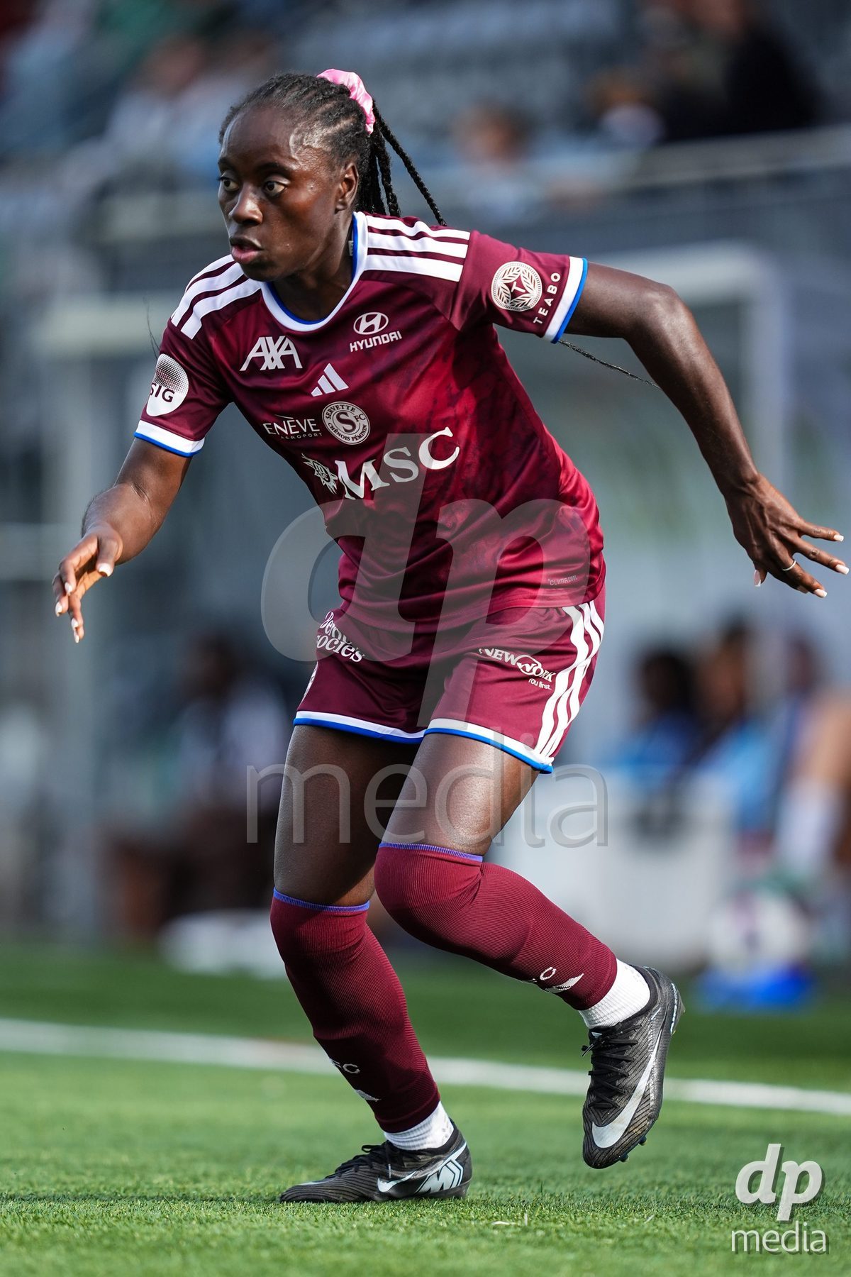 WIL, SWITZERLAND - OCTOBER 4: Benedicte Simon of Servette FC Chenois Feminin in action during the AXA Women's Super League match between FC St. Gallen 1879 and Servette FC Chenois Feminin at Lidl Sportpark on October 4, 2026 in Wil, Switzerland.