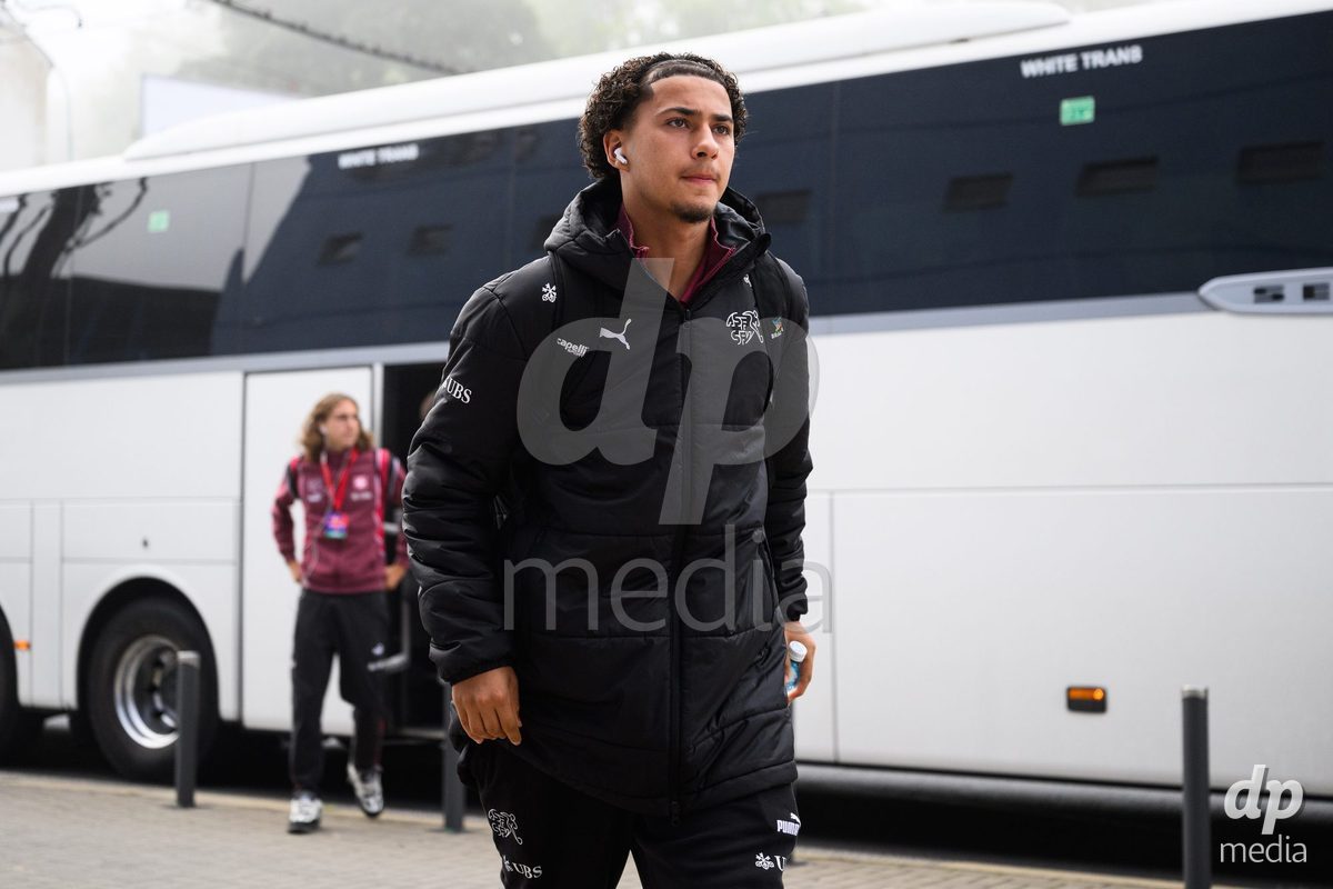 USTI NAD LABEM, CZECH REPUBLIC - OCTOBER 3: Wael Jolissaint of Switzerland during the team's arrival at the stadium  before the International Friendly match between Slovakia and Switzerland on October 3, 2026 in Ustí nad Labem, Czech Republic.