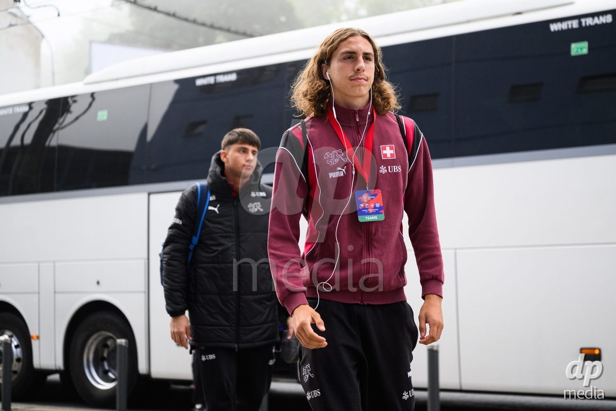 USTI NAD LABEM, CZECH REPUBLIC - OCTOBER 3: Ivan Izquierdo of Switzerland during the team's arrival at the stadium  before the International Friendly match between Slovakia and Switzerland on October 3, 2026 in Ustí nad Labem, Czech Republic.