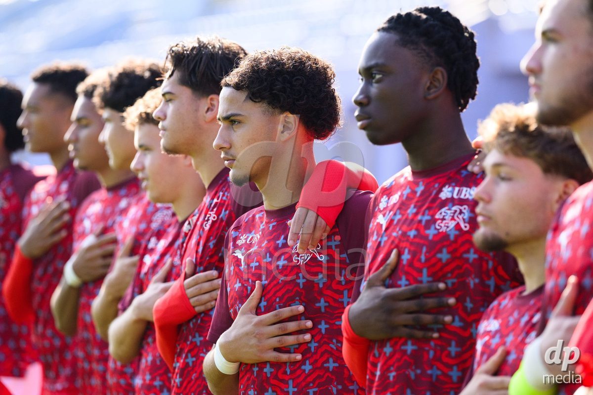 USTI NAD LABEM, CZECH REPUBLIC - OCTOBER 3: Wael Jolissaint of Switzerland during the anthem the International Friendly match between Slovakia and Switzerland on October 3, 2026 in Ustí nad Labem, Czech Republic.