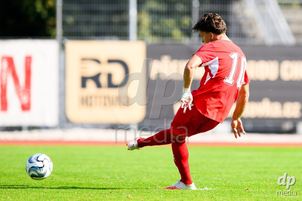 USTI NAD LABEM, CZECH REPUBLIC - OCTOBER 3: Altin Azemi of Switzerland scores a goal from a penalty during warm up before the International Friendly match between Slovakia and Switzerland on October 3, 2026 in Ustí nad Labem, Czech Republic.