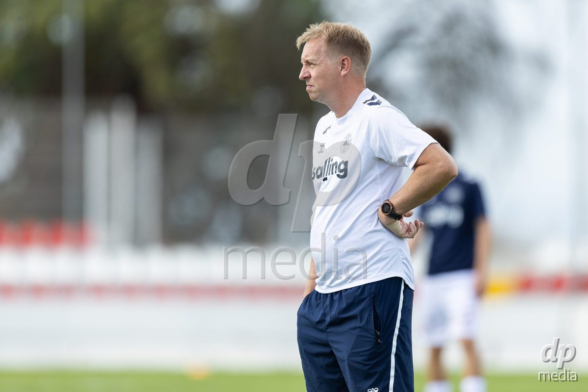 SANTAREM, PORTUGAL - OCTOBER 3: Morten Corlin coach of Denmark during the International Friendly match between Denmark U16 and Turkiye U16 at Campo Cha das Padeiras on October 3, 2026 in Santarem, Portugal.