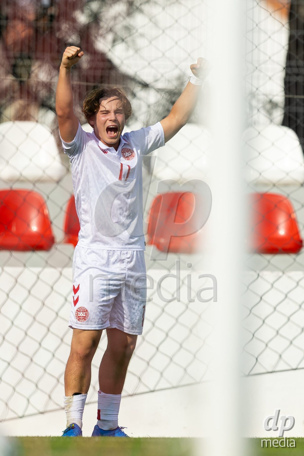 SANTAREM, PORTUGAL - OCTOBER 3: Player celebrating his goal during the International Friendly match between Denmark U16 and Turkiye U16 at Campo Cha das Padeiras on October 3, 2026 in Santarem, Portugal.