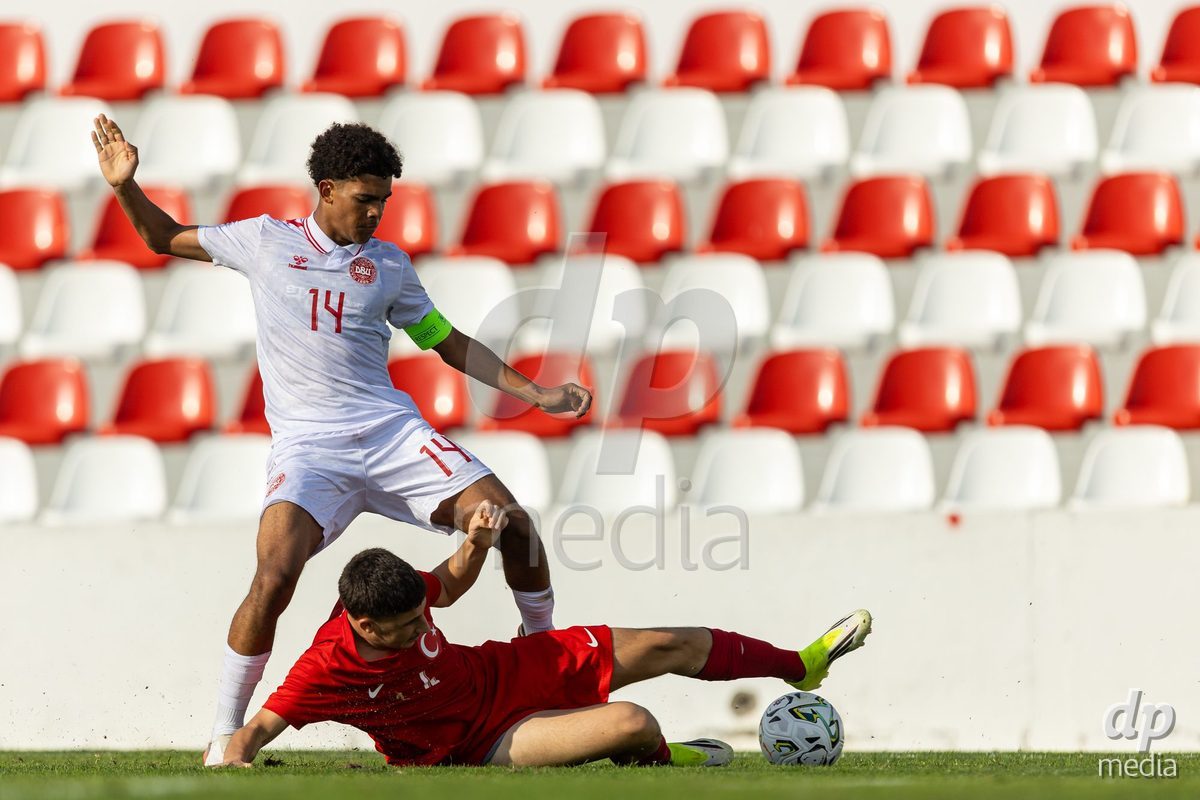 SANTAREM, PORTUGAL - OCTOBER 3: Malte Musenene during the International Friendly match between Denmark U16 and Turkiye U16 at Campo Cha das Padeiras on October 3, 2026 in Santarem, Portugal.