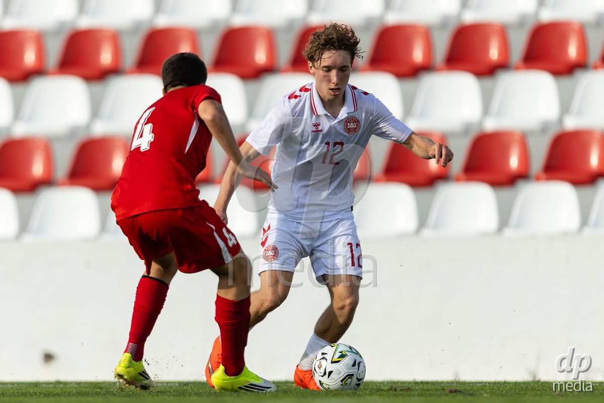 SANTAREM, PORTUGAL - OCTOBER 3: August Termansen during the International Friendly match between Denmark U16 and Turkiye U16 at Campo Cha das Padeiras on October 3, 2026 in Santarem, Portugal.