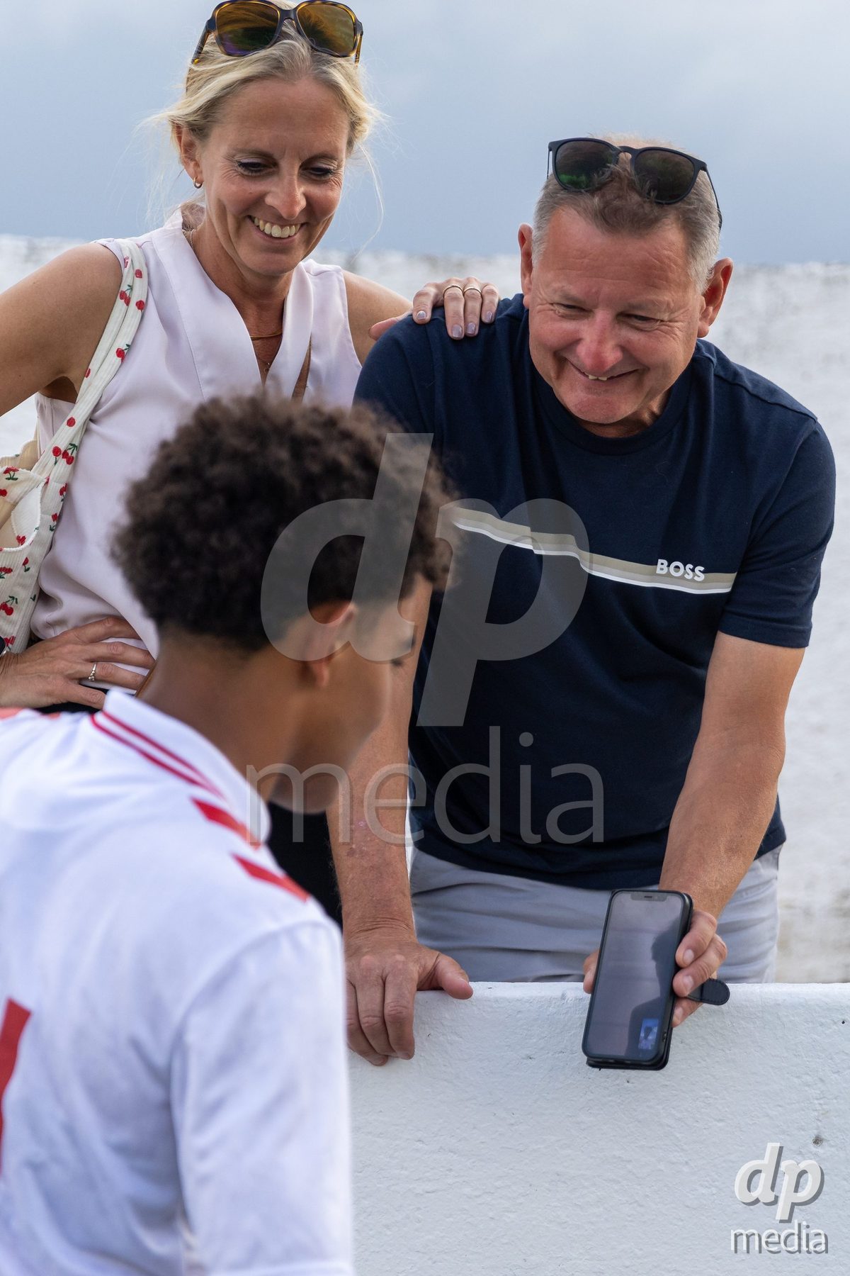 SANTAREM, PORTUGAL - OCTOBER 3: Malte Musenene celebrating with the family at the end of the International Friendly match between Denmark U16 and Turkiye U16 at Campo Cha das Padeiras on October 3, 2026 in Santarem, Portugal.