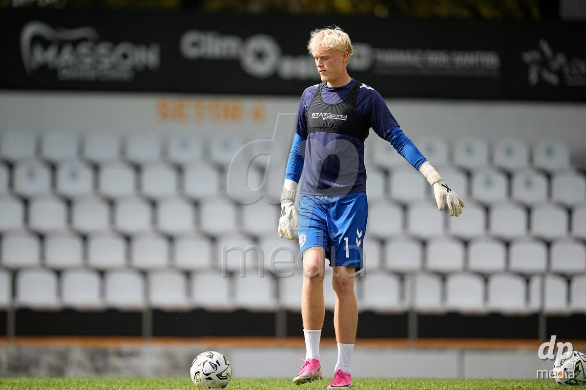 CALDAS DA RAINHA, PORTUGAL - OCTOBER 6: Anton Hangaard of Denmark during the International Friendly match between Romania U16 and Denmark U16 at Campo da Mata on October 6, 2026 in Caldas da Rainha, Portugal.