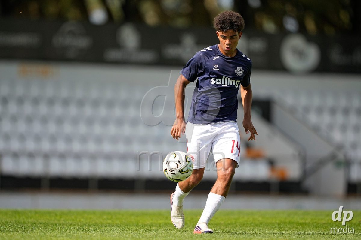 CALDAS DA RAINHA, PORTUGAL - OCTOBER 6: Malte Musenene of Denmark during the International Friendly match between Romania U16 and Denmark U16 at Campo da Mata on October 6, 2026 in Caldas da Rainha, Portugal.