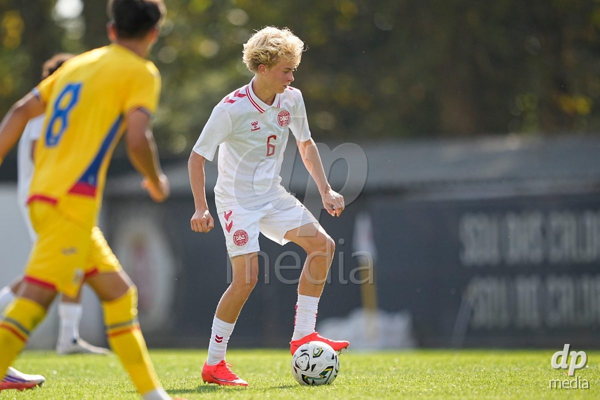 CALDAS DA RAINHA, PORTUGAL - OCTOBER 6: Sofus Bruun of Denmark during the International Friendly match between Romania U16 and Denmark U16 at Campo da Mata on October 6, 2026 in Caldas da Rainha, Portugal.