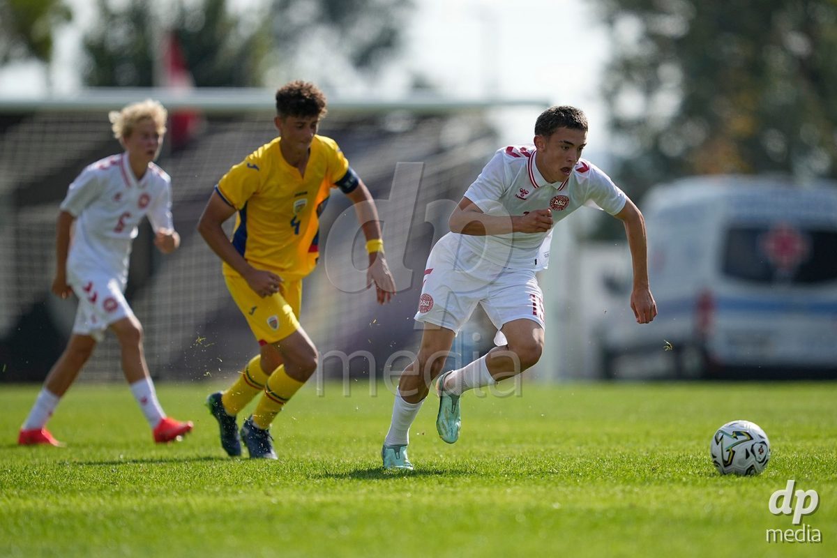 CALDAS DA RAINHA, PORTUGAL - OCTOBER 6: Tahir Kolici of Denmark during the International Friendly match between Romania U16 and Denmark U16 at Campo da Mata on October 6, 2026 in Caldas da Rainha, Portugal.