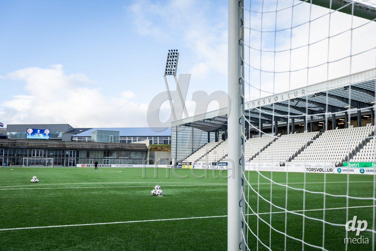 TORSHAVN, FAROE ISLANDS - OCTOBER 6:  Torsvollur Stadium during the UEFA European Qualifiers match between Faroe Islands U21 and Iceland U21 at Torsvollur on October 6, 2026 in Torshavn, Faroe Islands.