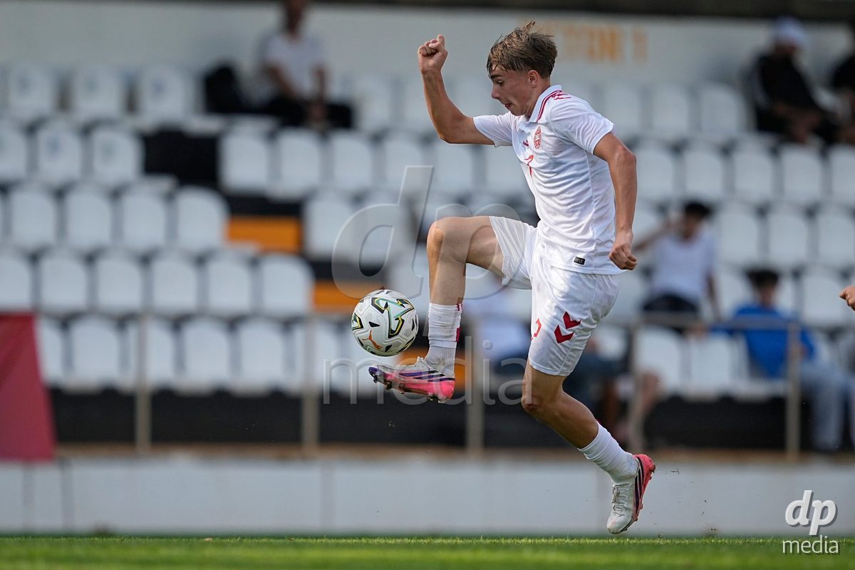 CALDAS DA RAINHA, PORTUGAL - OCTOBER 6: Nicklas Haarup of Denmark during the International Friendly match between Romania U16 and Denmark U16 at Campo da Mata on October 6, 2026 in Caldas da Rainha, Portugal.
