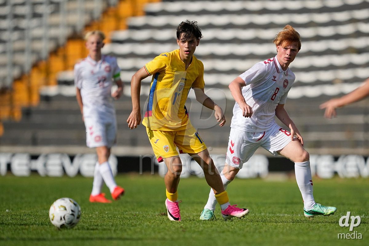 CALDAS DA RAINHA, PORTUGAL - OCTOBER 6: Albert K. Nielsen of Denmark during the International Friendly match between Romania U16 and Denmark U16 at Campo da Mata on October 6, 2026 in Caldas da Rainha, Portugal.