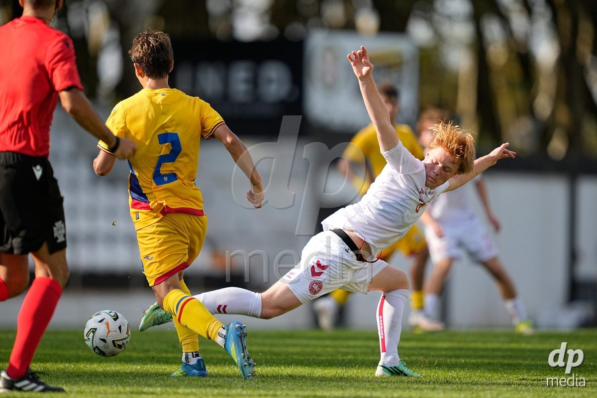 CALDAS DA RAINHA, PORTUGAL - OCTOBER 6: Albert K. Nielsen of Denmark during the International Friendly match between Romania U16 and Denmark U16 at Campo da Mata on October 6, 2026 in Caldas da Rainha, Portugal.