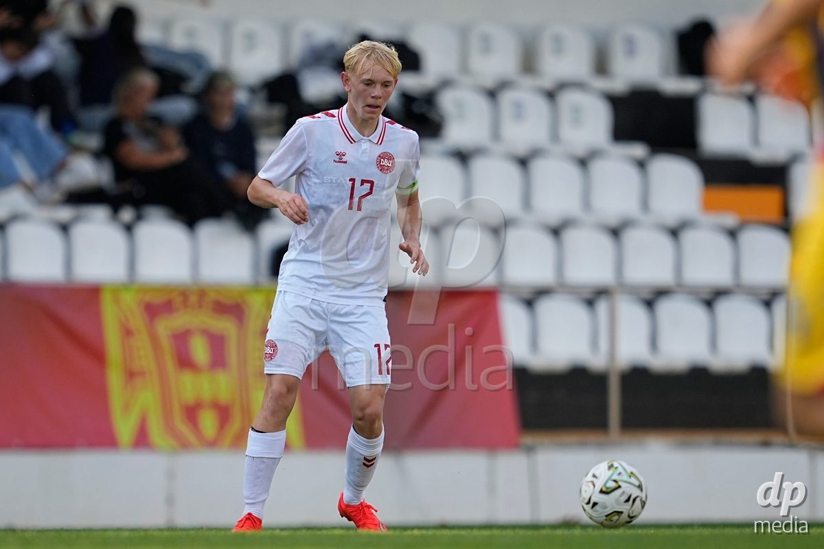 CALDAS DA RAINHA, PORTUGAL - OCTOBER 6: Eskild Frederiksen of Denmark during the International Friendly match between Romania U16 and Denmark U16 at Campo da Mata on October 6, 2026 in Caldas da Rainha, Portugal.