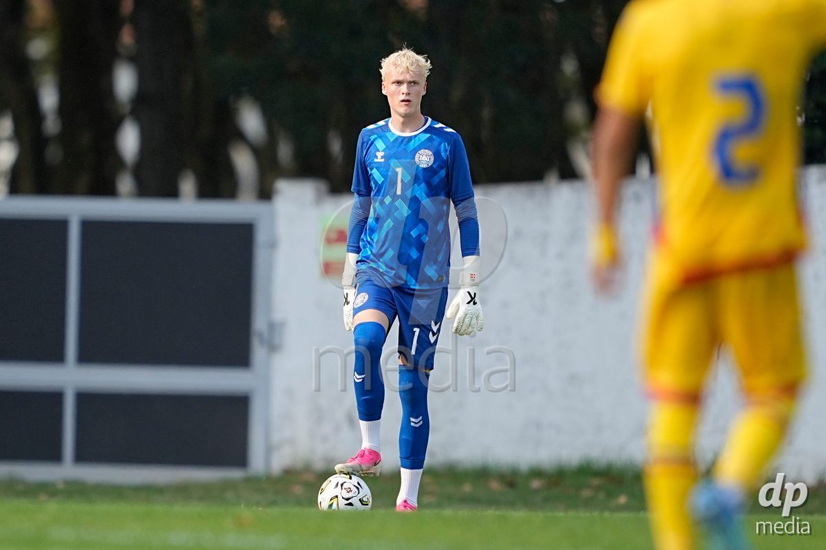 CALDAS DA RAINHA, PORTUGAL - OCTOBER 6: Anton Hangaard of Denmark during the International Friendly match between Romania U16 and Denmark U16 at Campo da Mata on October 6, 2026 in Caldas da Rainha, Portugal.