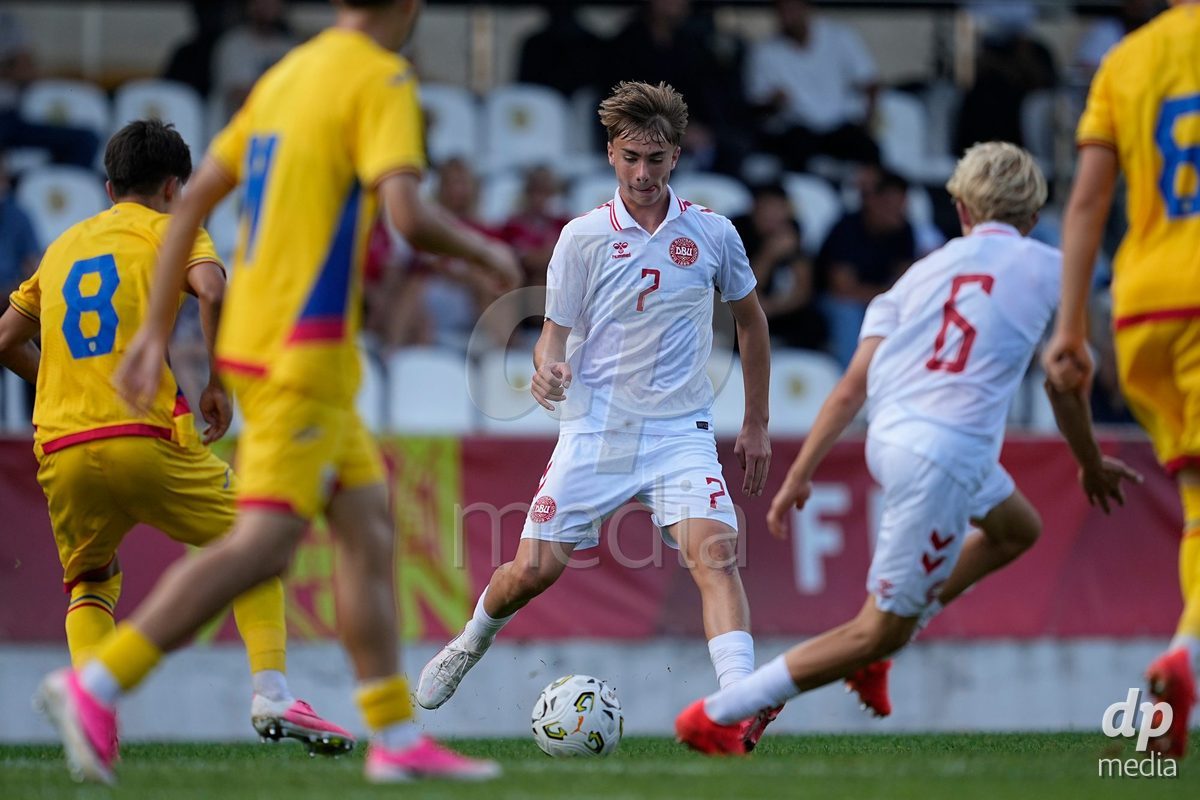 CALDAS DA RAINHA, PORTUGAL - OCTOBER 6: Nicklas Haarup of Denmark during the International Friendly match between Romania U16 and Denmark U16 at Campo da Mata on October 6, 2026 in Caldas da Rainha, Portugal.