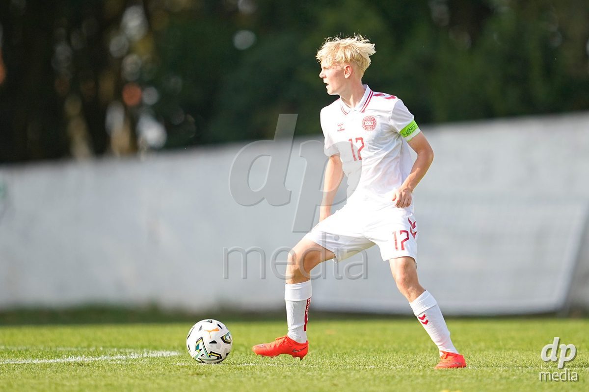 CALDAS DA RAINHA, PORTUGAL - OCTOBER 6: Eskild Frederiksen of Denmark during the International Friendly match between Romania U16 and Denmark U16 at Campo da Mata on October 6, 2026 in Caldas da Rainha, Portugal.