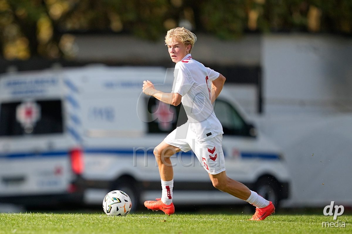 CALDAS DA RAINHA, PORTUGAL - OCTOBER 6: Sofus Bruun of Denmark during the International Friendly match between Romania U16 and Denmark U16 at Campo da Mata on October 6, 2026 in Caldas da Rainha, Portugal.
