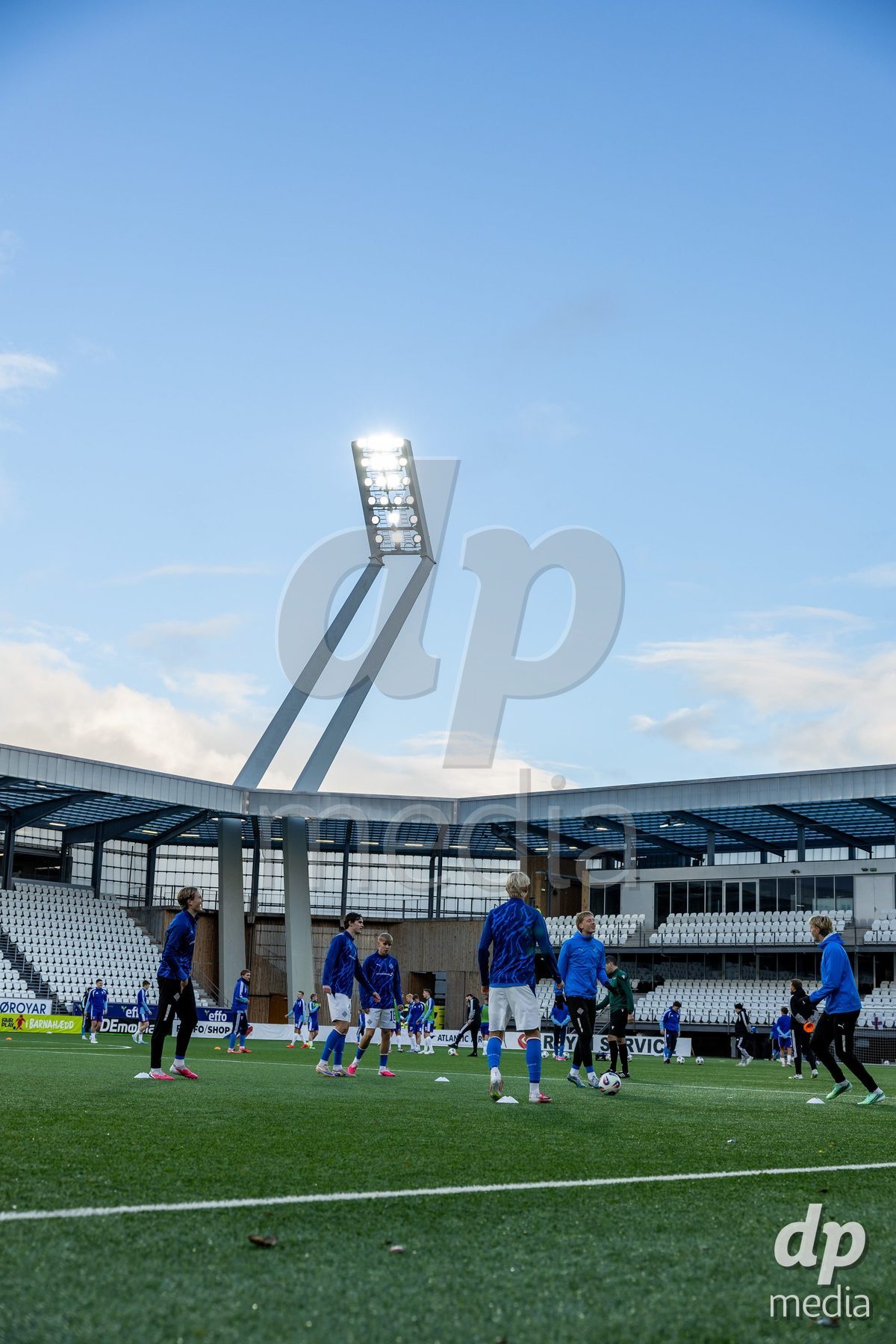 TORSHAVN, FAROE ISLANDS - OCTOBER 6: Players warming up during the UEFA European Qualifiers match between Faroe Islands U21 and Iceland U21 at Torsvollur on October 6, 2026 in Torshavn, Faroe Islands.