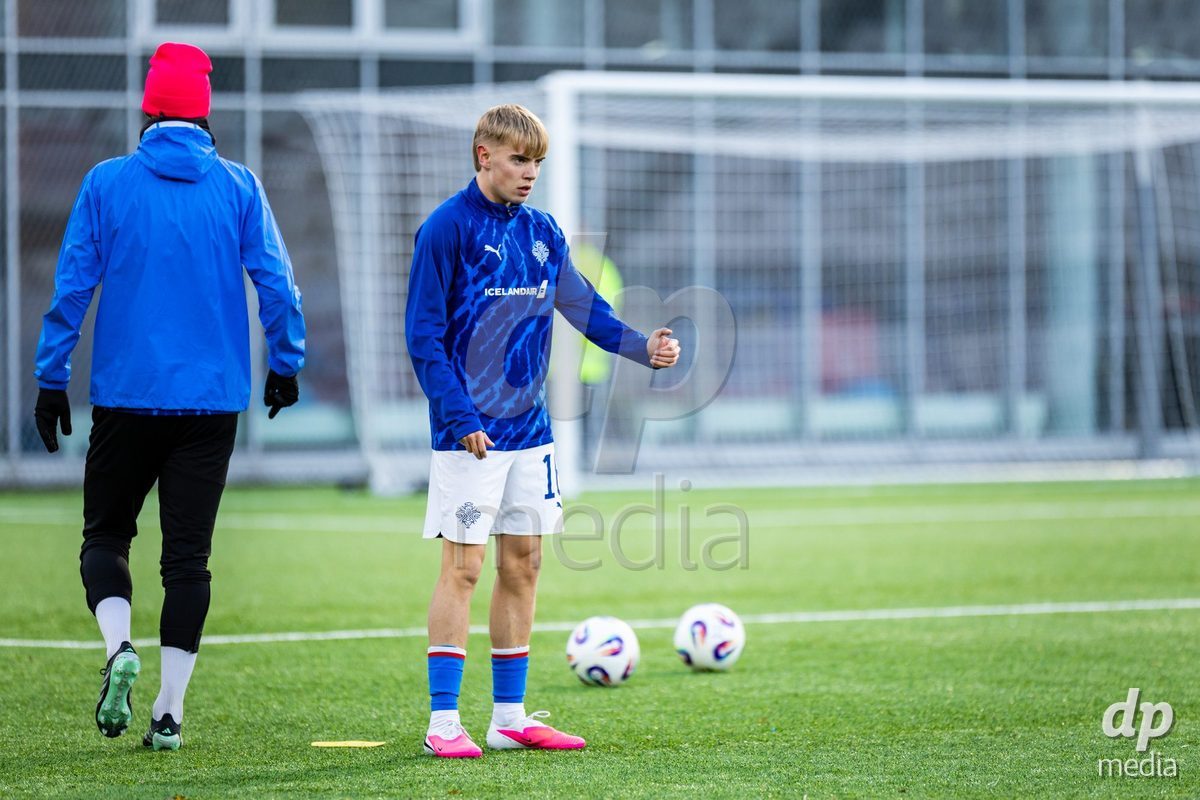 TORSHAVN, FAROE ISLANDS - OCTOBER 6: player of Iceland during the UEFA European Qualifiers match between Faroe Islands U21 and Iceland U21 at Torsvollur on October 6, 2026 in Torshavn, Faroe Islands.