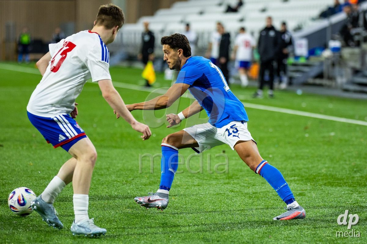 TORSHAVN, FAROE ISLANDS - OCTOBER 6: Amin Cosic of Iceland during the UEFA European Qualifiers match between Faroe Islands U21 and Iceland U21 at Torsvollur on October 6, 2026 in Torshavn, Faroe Islands.