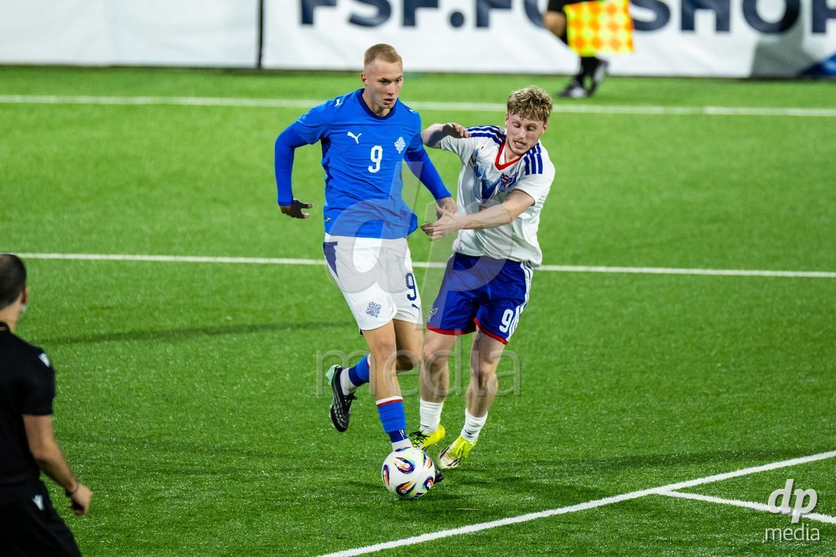 TORSHAVN, FAROE ISLANDS - OCTOBER 6: Daníel Tristan Guðjohnsen of Iceland during the UEFA European Qualifiers match between Faroe Islands U21 and Iceland U21 at Torsvollur on October 6, 2026 in Torshavn, Faroe Islands.
