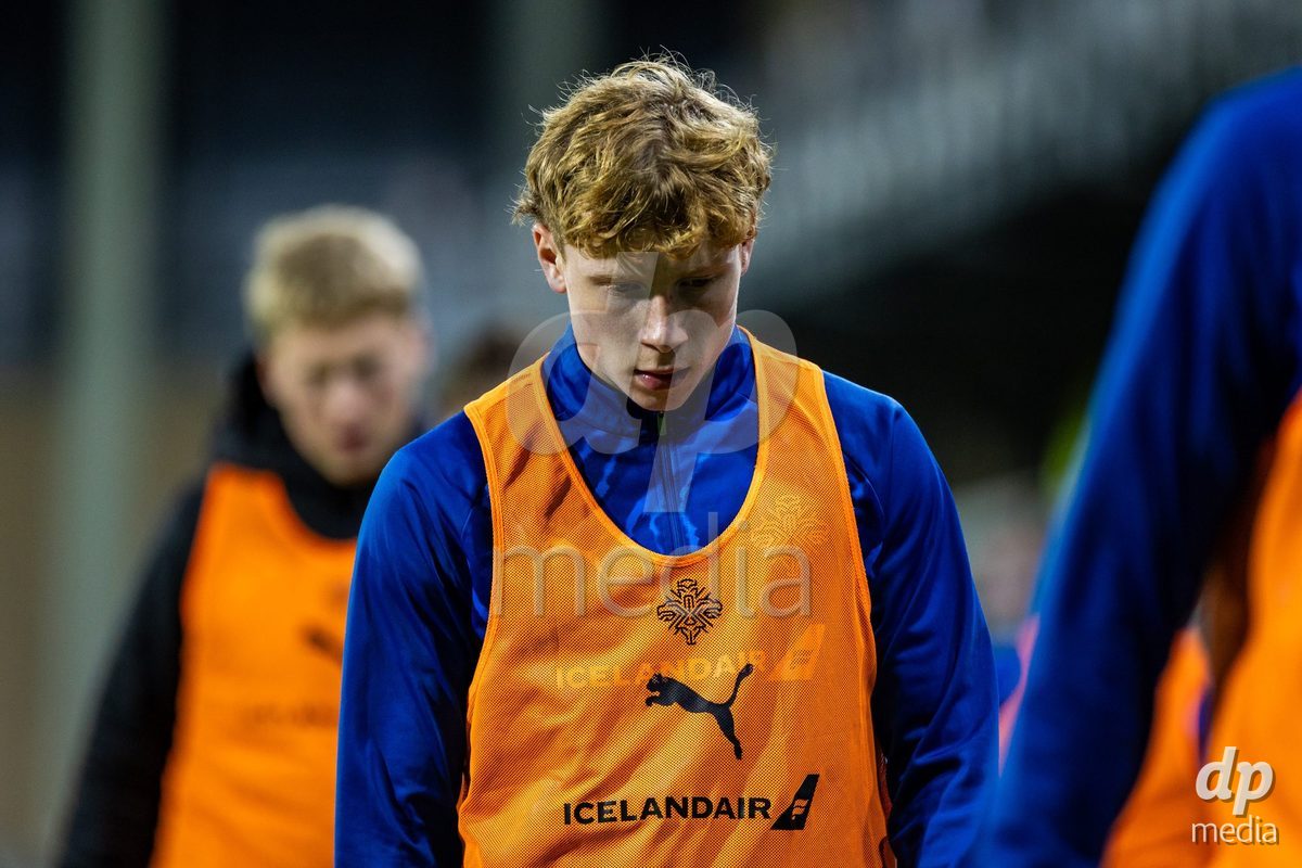 TORSHAVN, FAROE ISLANDS - OCTOBER 6: player of Iceland during the UEFA European Qualifiers match between Faroe Islands U21 and Iceland U21 at Torsvollur on October 6, 2026 in Torshavn, Faroe Islands.