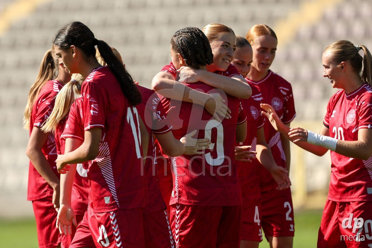 KAKANJ, BOSNIA AND HERZEGOVINA - OCTOBER 7: Team of Denmark during the UEFA Womens European Under-19 Qualifier match between England and Denmark at Mladost Stadium on October 7, 2026 in Kakanj, Bosnia and Herzegovina.