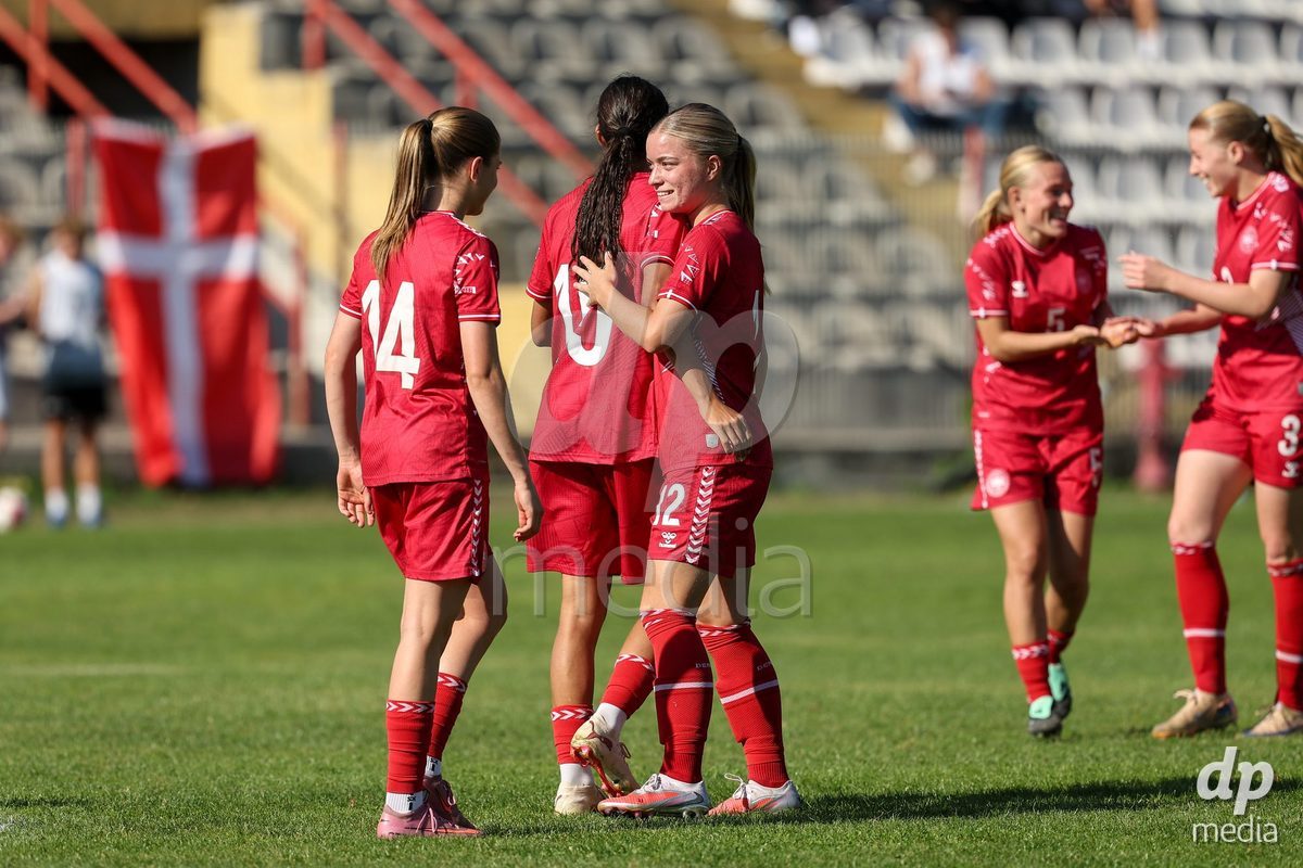 KAKANJ, BOSNIA AND HERZEGOVINA - OCTOBER 7: Evelina Thygesen of Denmark during the UEFA Womens European Under-19 Qualifier match between England and Denmark at Mladost Stadium on October 7, 2026 in Kakanj, Bosnia and Herzegovina.