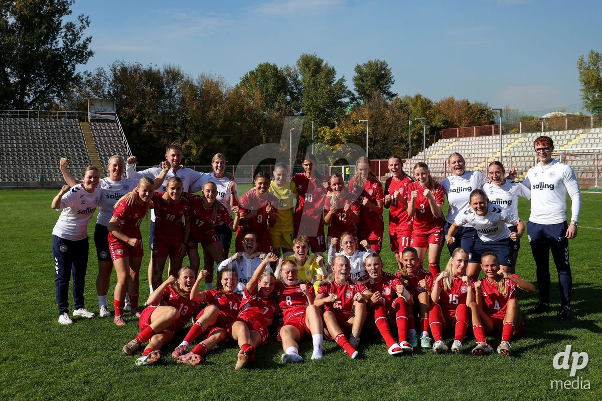 KAKANJ, BOSNIA AND HERZEGOVINA - OCTOBER 7: Team of Denmark during the UEFA Womens European Under-19 Qualifier match between England and Denmark at Mladost Stadium on October 7, 2026 in Kakanj, Bosnia and Herzegovina.