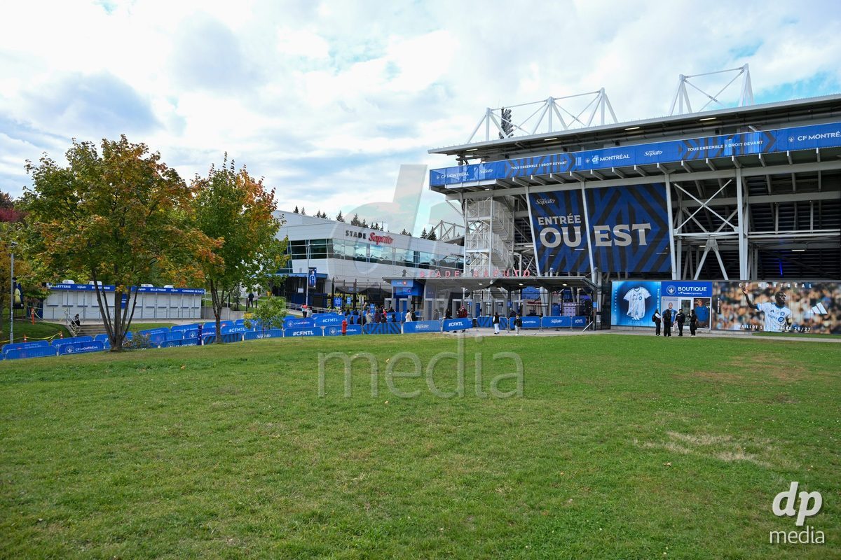 MONTREAL, CANADA - OCTOBER 9: General view outside the venue prior to the International Women's Friendly football match between Canada and Denmark at Stade Saputo on October 9, 2026 in Montreal, Canada.