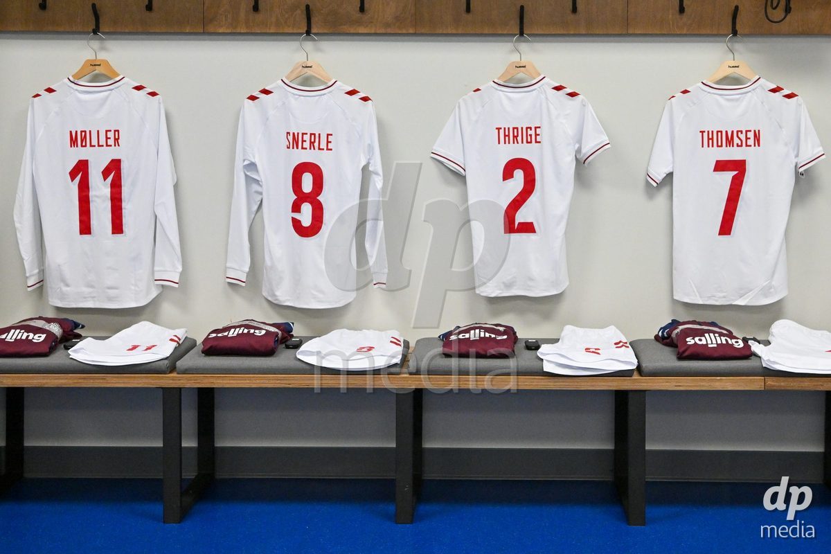 MONTREAL, CANADA - OCTOBER 9: General view inside the locker room of Denmark prior to to the International Women's Friendly football match between Canada and Denmark at Stade Saputo on October 9, 2026 in Montreal, Canada.