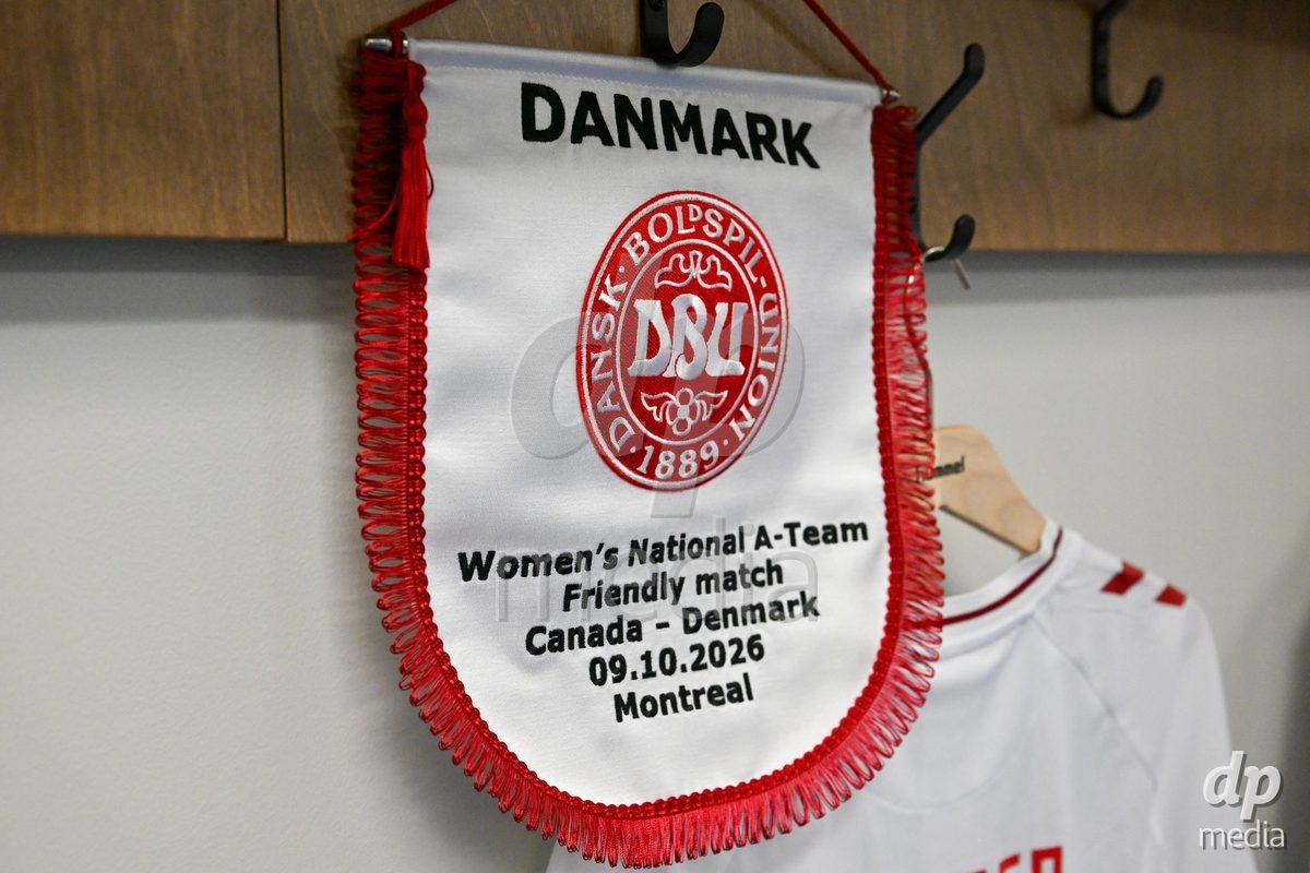 MONTREAL, CANADA - OCTOBER 9: General view inside the locker room of Denmark prior to to the International Women's Friendly football match between Canada and Denmark at Stade Saputo on October 9, 2026 in Montreal, Canada.