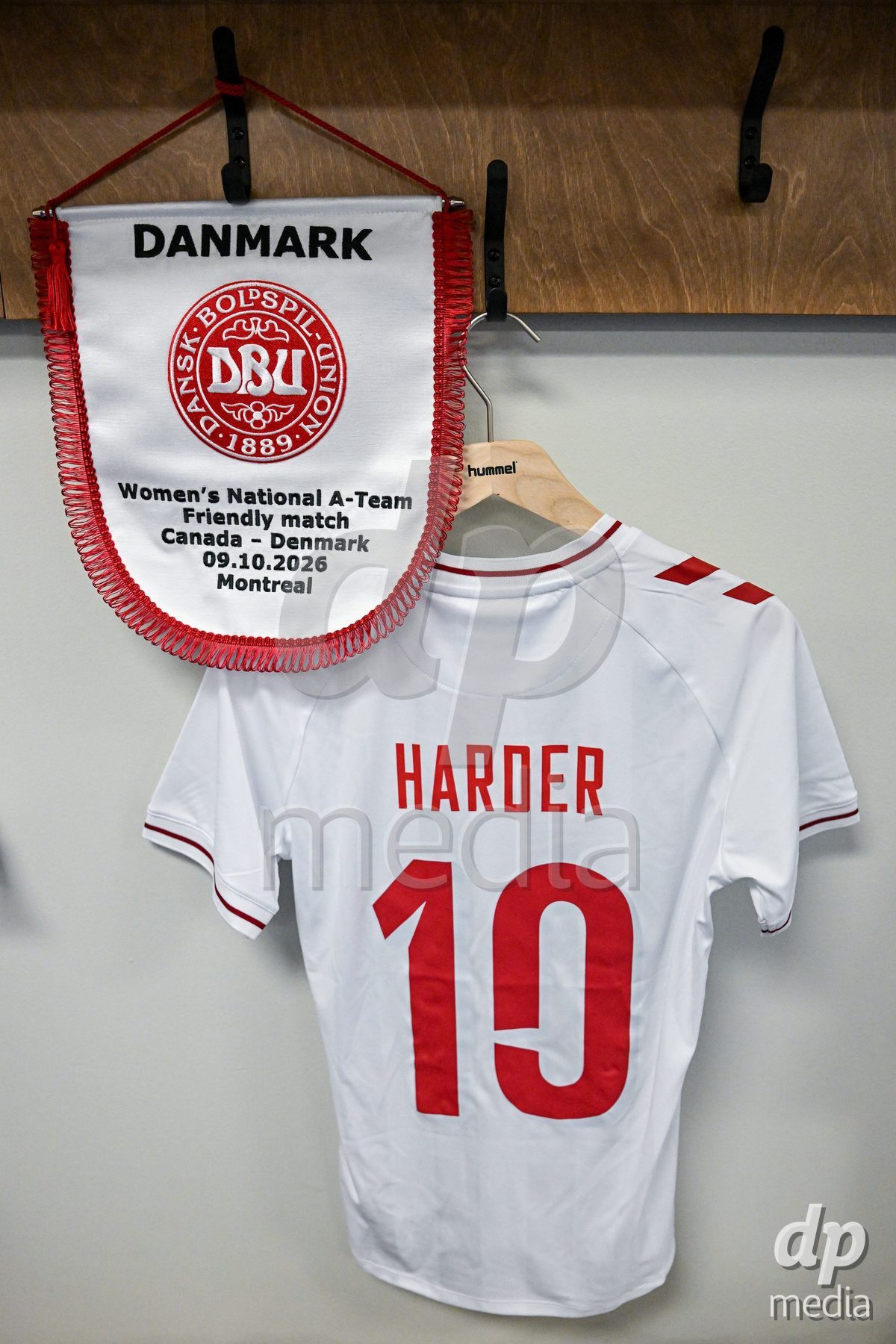 MONTREAL, CANADA - OCTOBER 9: General view inside the locker room of Denmark prior to to the International Women's Friendly football match between Canada and Denmark at Stade Saputo on October 9, 2026 in Montreal, Canada.