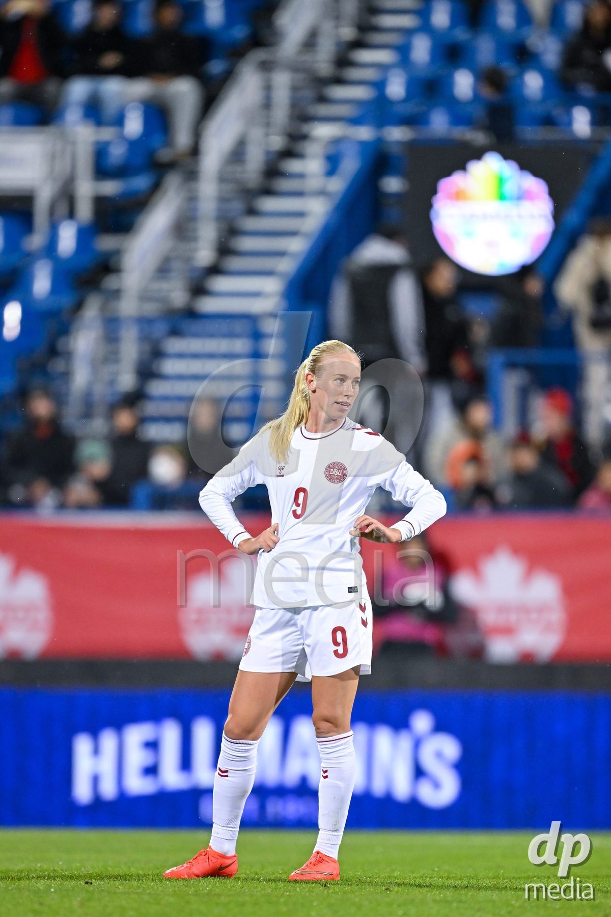 MONTREAL, CANADA - OCTOBER 9: Amalie Vangsgaard of Denmark looks on during the International Women's Friendly football match between Canada and Denmark at Stade Saputo on October 9, 2026 in Montreal, Canada.
