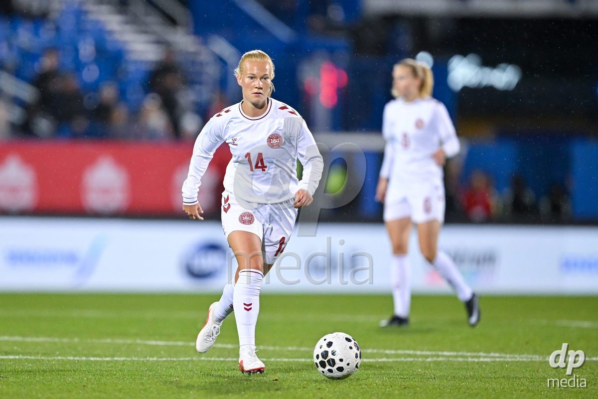 MONTREAL, CANADA - OCTOBER 9: Sofie Bredgaard of Denmark controls the ball during the International Women's Friendly football match between Canada and Denmark at Stade Saputo on October 9, 2026 in Montreal, Canada.