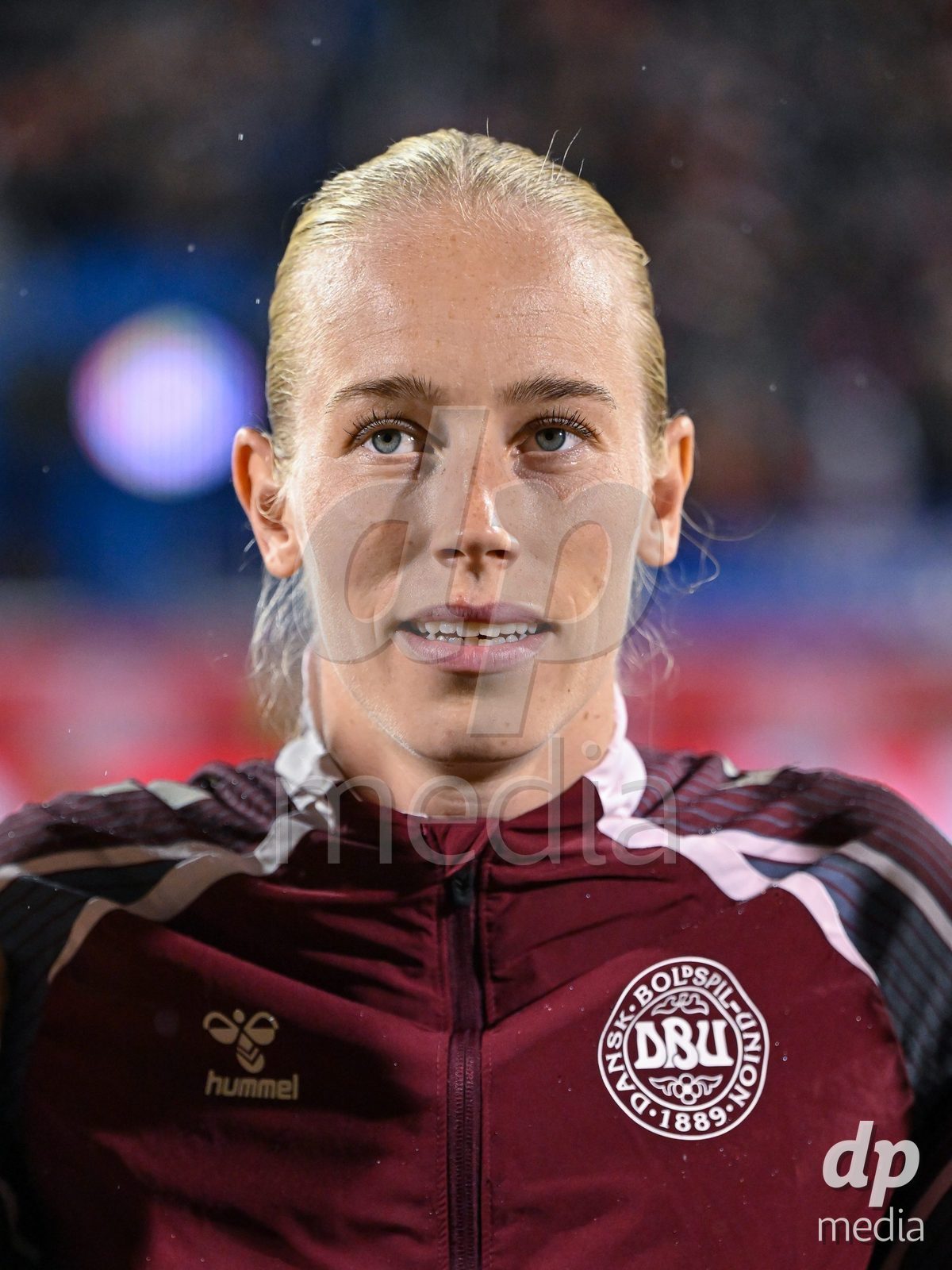 MONTREAL, CANADA - OCTOBER 9: Amalie Vangsgaard of Denmark during the national anthem prior to the International Women's Friendly football match between Canada and Denmark at Stade Saputo on October 9, 2026 in Montreal, Canada.