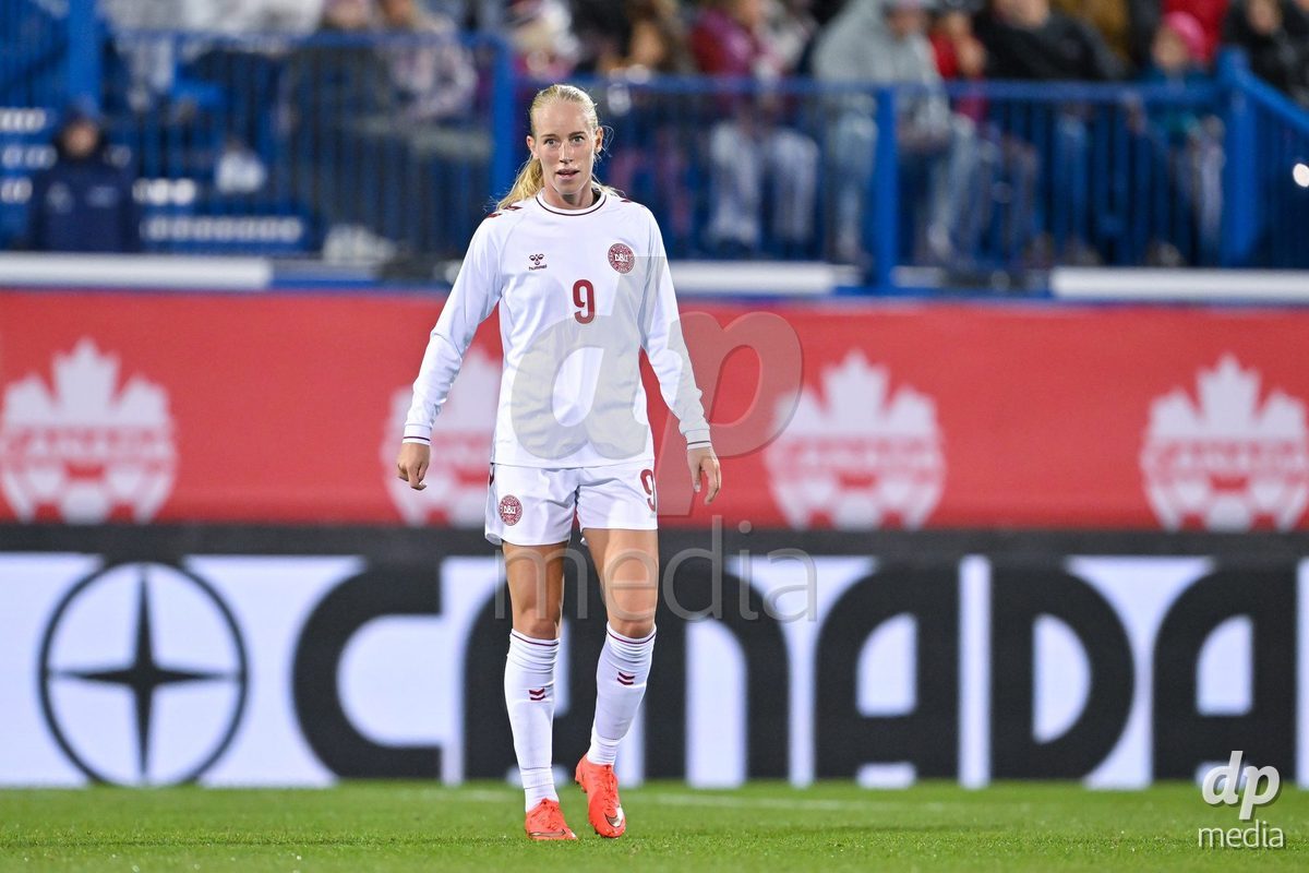 MONTREAL, CANADA - OCTOBER 9: Amalie Vangsgaard of Denmark looks on during the International Women's Friendly football match between Canada and Denmark at Stade Saputo on October 9, 2026 in Montreal, Canada.