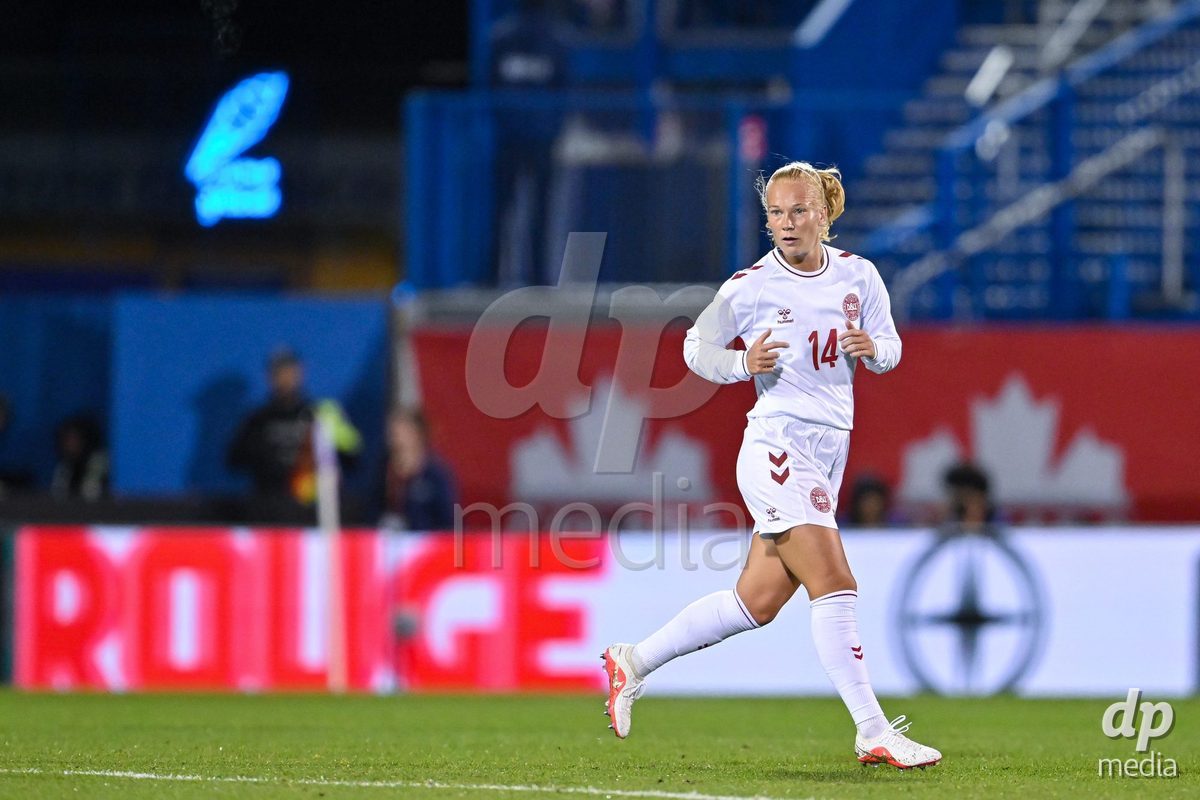MONTREAL, CANADA - OCTOBER 9: Sofie Bredgaard of Denmark goes forward during the International Women's Friendly football match between Canada and Denmark at Stade Saputo on October 9, 2026 in Montreal, Canada.