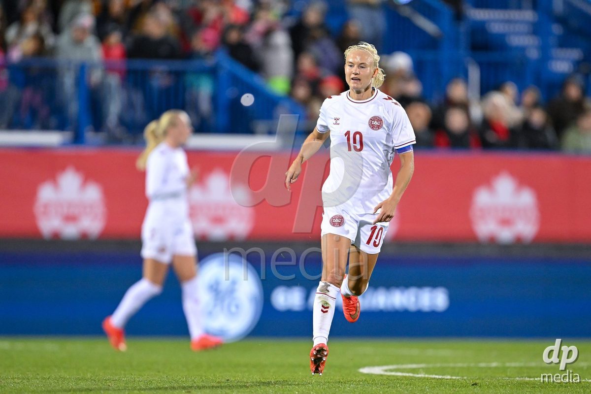 MONTREAL, CANADA - OCTOBER 9: Pernille Harder of Denmark goes forward during the International Women's Friendly football match between Canada and Denmark at Stade Saputo on October 9, 2026 in Montreal, Canada.