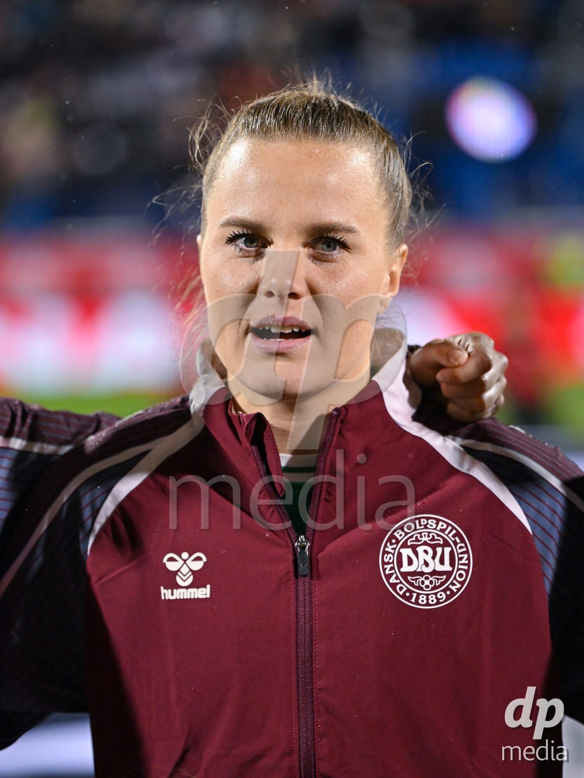 MONTREAL, CANADA - OCTOBER 9: Players of Denmark during the national anthem prior to the International Women's Friendly football match between Canada and Denmark at Stade Saputo on October 9, 2026 in Montreal, Canada.