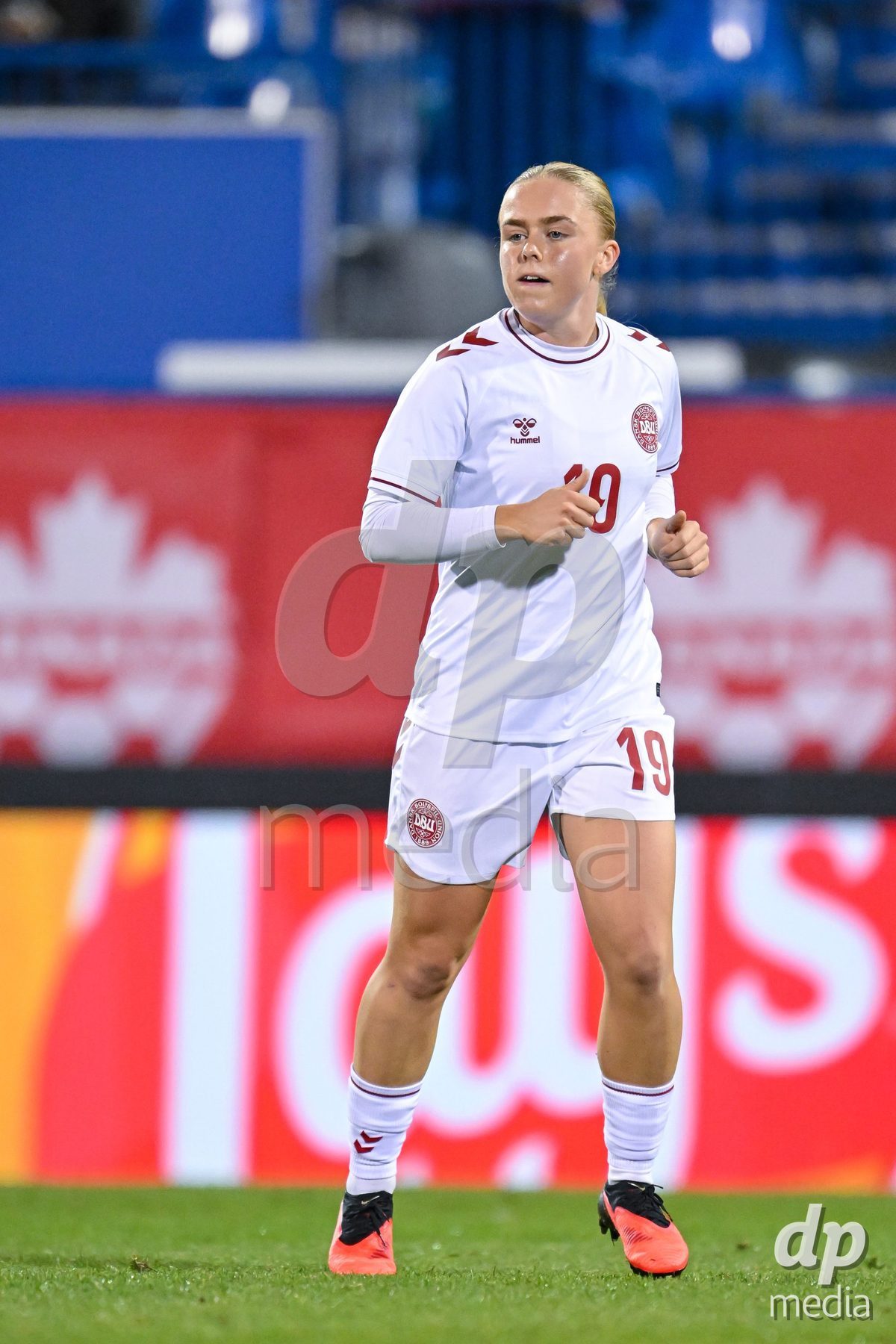 MONTREAL, CANADA - OCTOBER 9: Pernille Sanvig of Denmark reacts during the International Women's Friendly football match between Canada and Denmark at Stade Saputo on October 9, 2026 in Montreal, Canada.