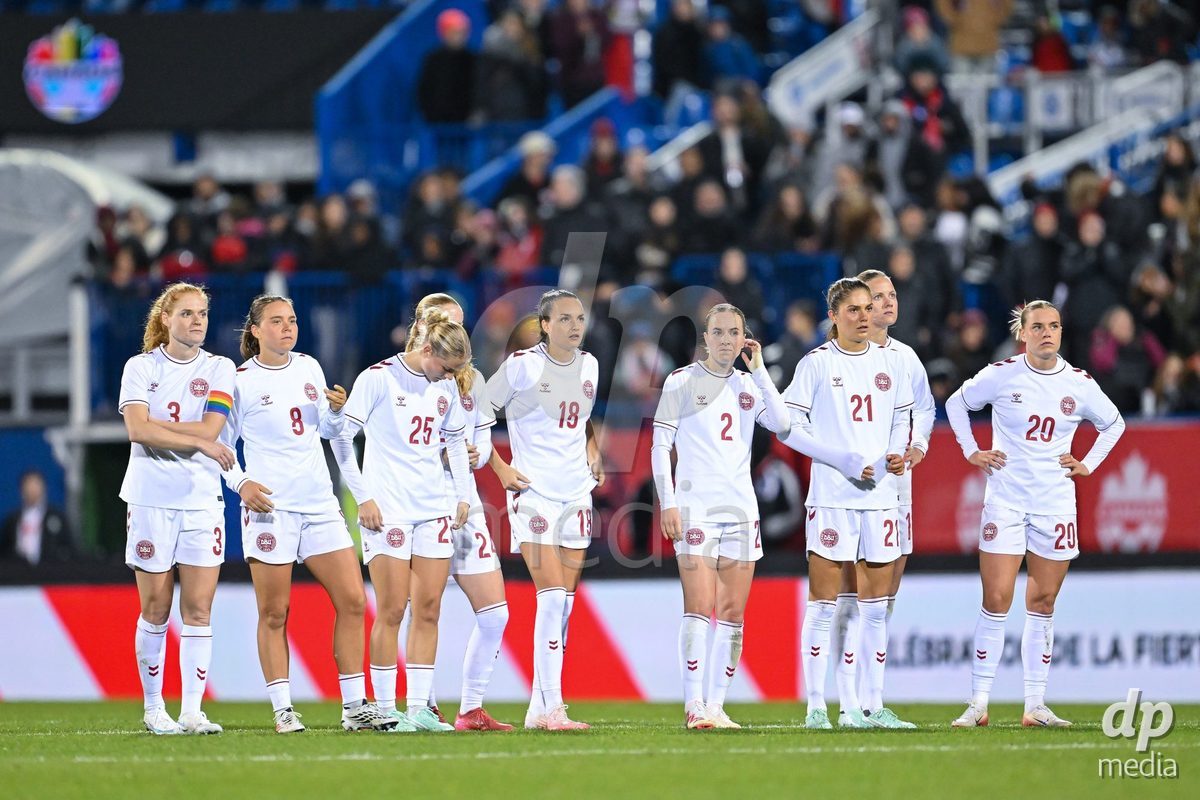 MONTREAL, CANADA - OCTOBER 9: Players of Denmark during the penalty shootout during the International Women's Friendly football match between Canada and Denmark at Stade Saputo on October 9, 2026 in Montreal, Canada.