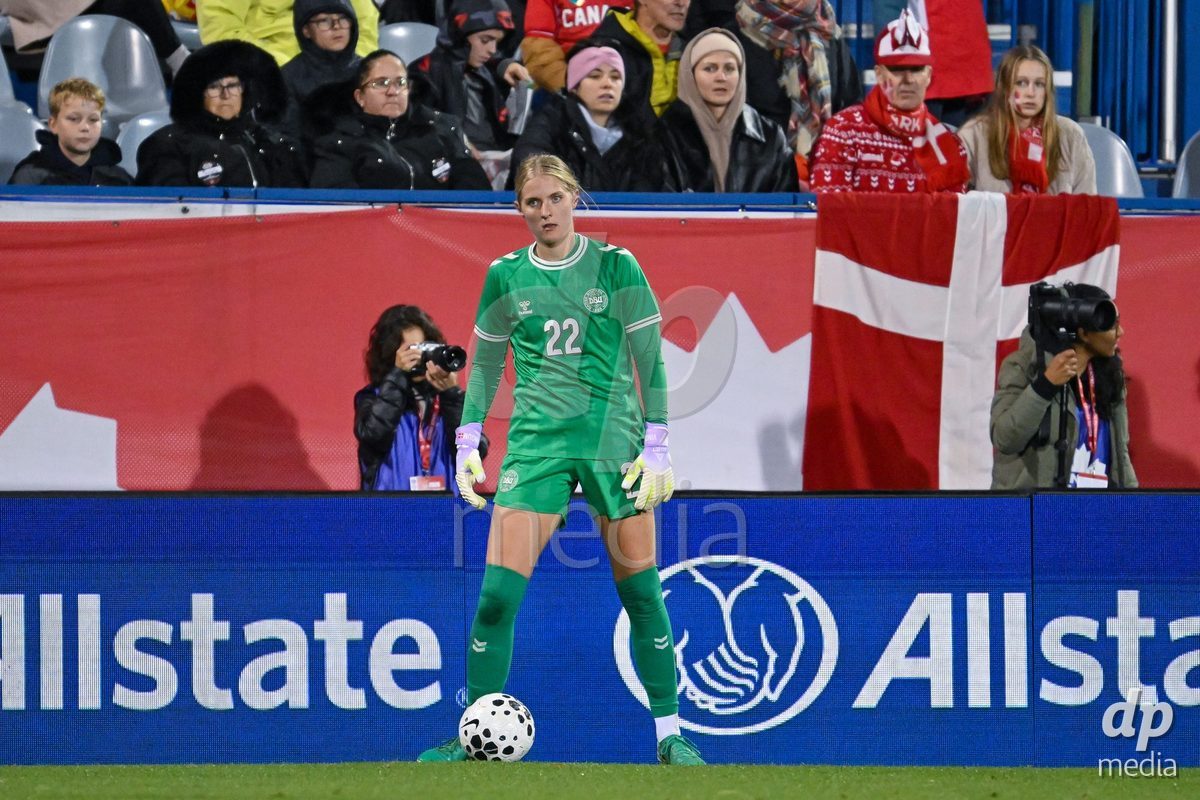 MONTREAL, CANADA - OCTOBER 9: Alberte Vingum of Denmark controls the ball during the International Women's Friendly football match between Canada and Denmark at Stade Saputo on October 9, 2026 in Montreal, Canada.
