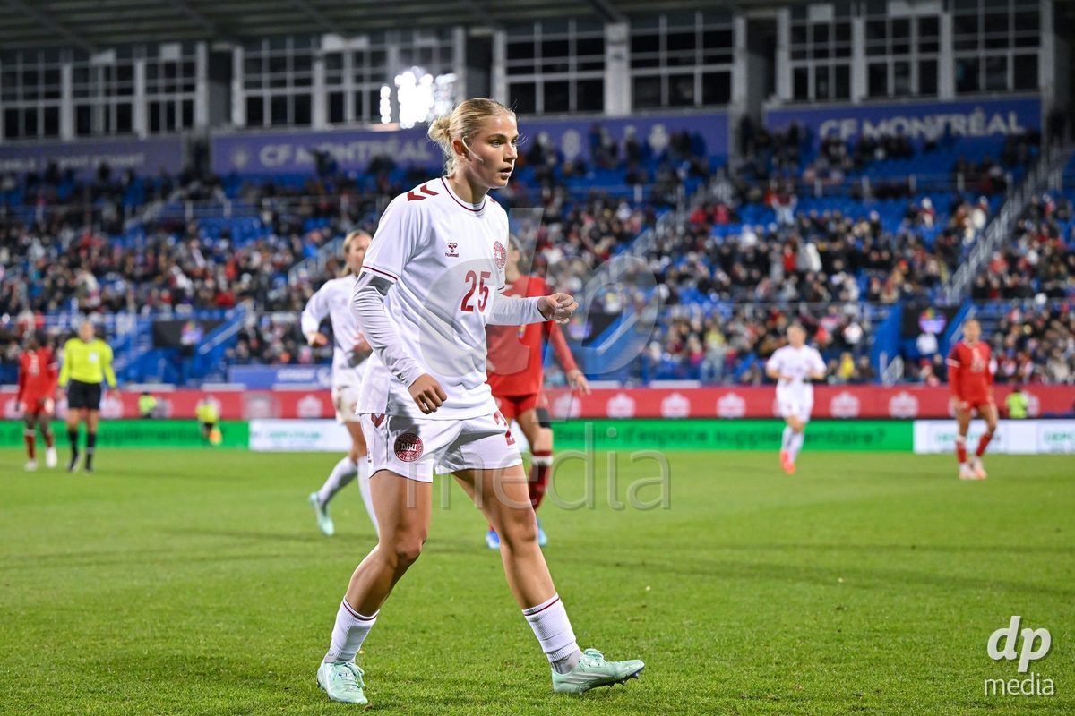 MONTREAL, CANADA - OCTOBER 9: Emilie Fink of Denmark looks on during the International Women's Friendly football match between Canada and Denmark at Stade Saputo on October 9, 2026 in Montreal, Canada.