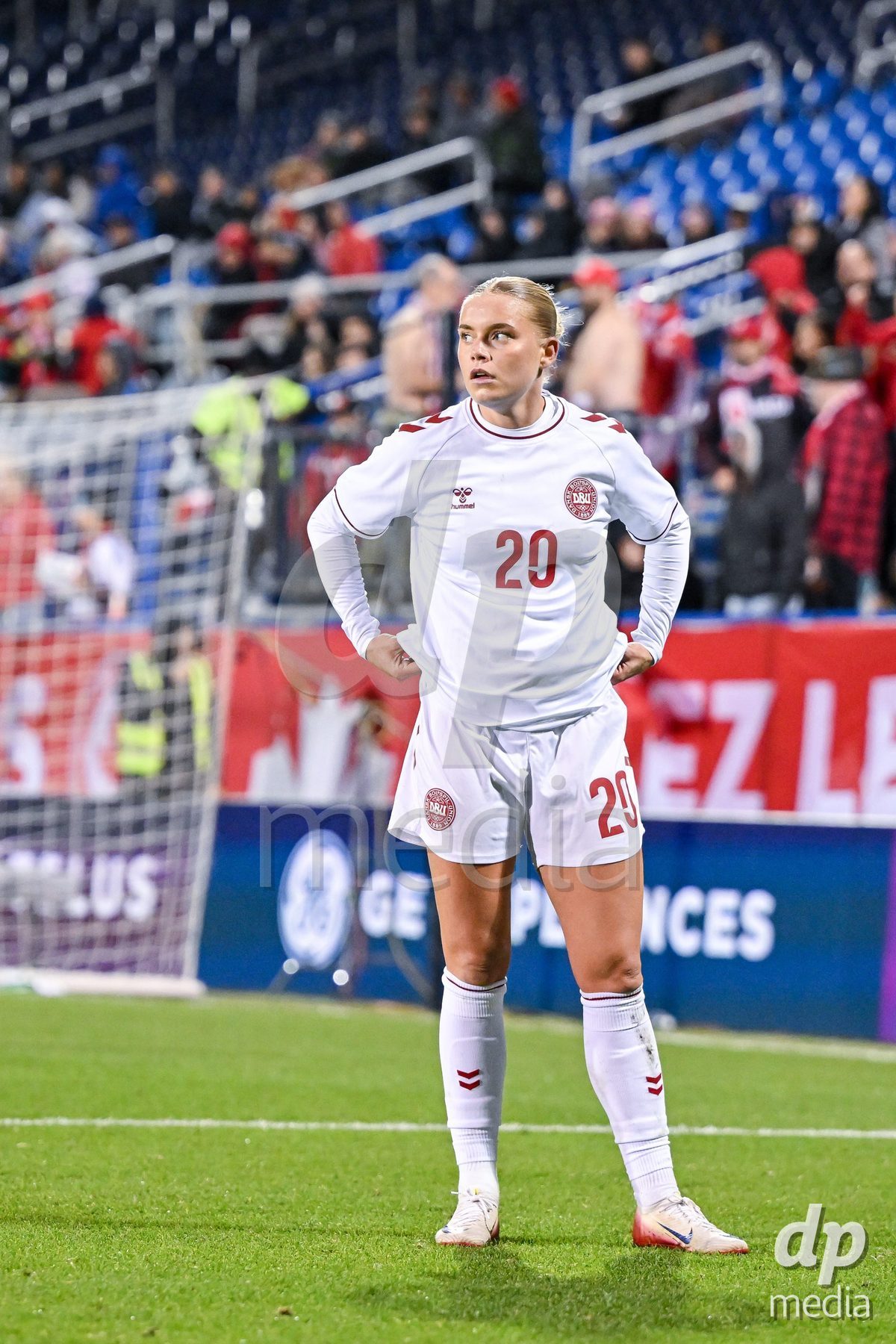 MONTREAL, CANADA - OCTOBER 9: Cornelia Kramer of Denmark reacts during the International Women's Friendly football match between Canada and Denmark at Stade Saputo on October 9, 2026 in Montreal, Canada.